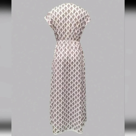 Casual Summer Printed Wrap V-Neck Batwing Sleeve High Slit A-Line Dress - Picture 2 of 4